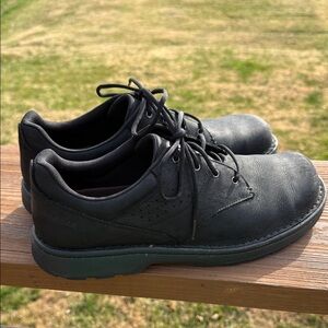 Merrell World Legend 2 Black Leather Lace Up Loafer Shoes Size 11.5 WIDE